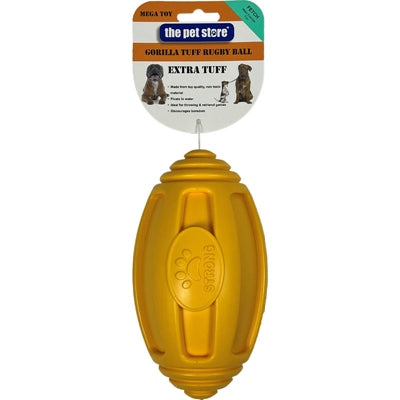 PET STORE GORILLA TUFF RUGBY BALL YELLOW