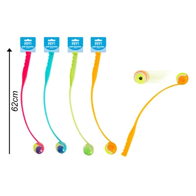 WORLD OF PETS BALL LAUNCHER WITH TENNIS BALL 4 ASSORTED COLOURS