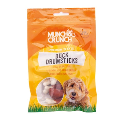 MUNCH & CRUNCH DOG TREAT DUCK DRUMSTICKS 70G