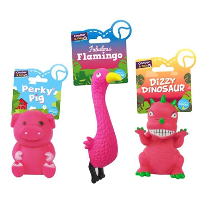 COOPER & PALS VINYL SQUEEKY DOG TOYS ASST
