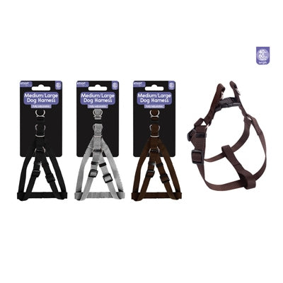 SMART CHOICE DOG HARNESS 3 ASSORTED COLOURS M / L 40-60CM