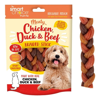 SMART CHOICE DOG TREATS TRIO MEATY BRAID PACK OF 4 120G