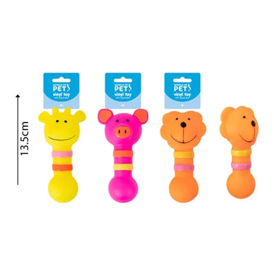 WORLD OF PETS SQUEAKY VINYL ANIMAL BATON DOG TOY