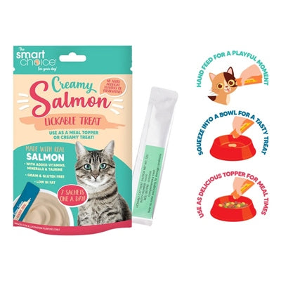SMART CHOICE CAT TREATS SALMON LICK STICKS PACK OF 7 84G