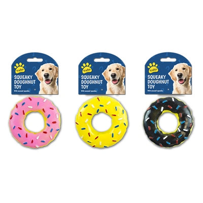 SQUEAKY DOUGHNUT DOG TOY