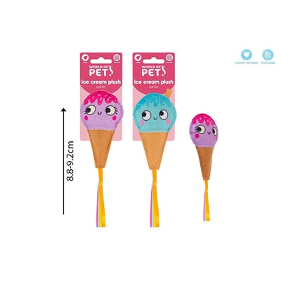 WORLD OF PETS ICE CREAM PLUSH CAT TOY