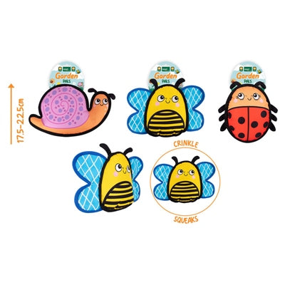 SMART CHOICE PLUSH / CRINKLE DOG TOY BUG WITH SQUEAKER 3 ASSORTED