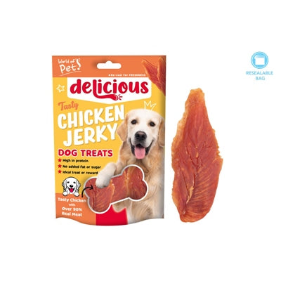 WORLD OF PETS DOG TREATS CHICKEN JERKY PACK OF 3 60G