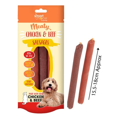 SMART CHOICE DOG TREATS MEATY SAUSAGE STICKS LARGE PACK OF 4 148G