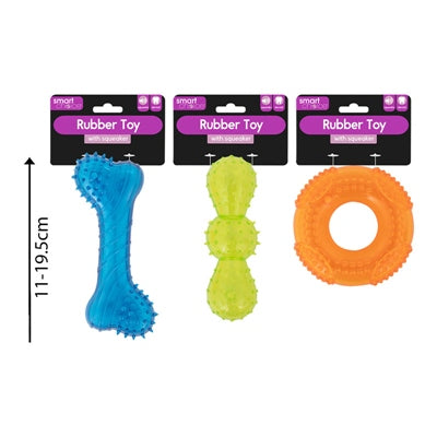 SMART CHOICE DOG TOY SQUEAKY RUBBER TEXTURED 3 ASSORTED