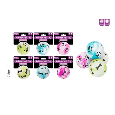 SMART CHOICE DOG TOY RUBBER BALL WITH SQUEAKER 3 ASSORTED COLOURS