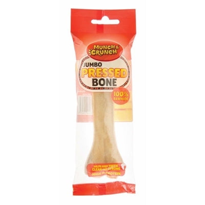 MUNCH & CRUNCH DOG TREAT RAWHIDE PRESSED BONE JUMBO