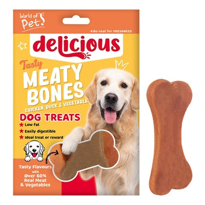 WORLD OF PETS DOG TREATS MEATY BONE SHAPED PACK OF 4 80G