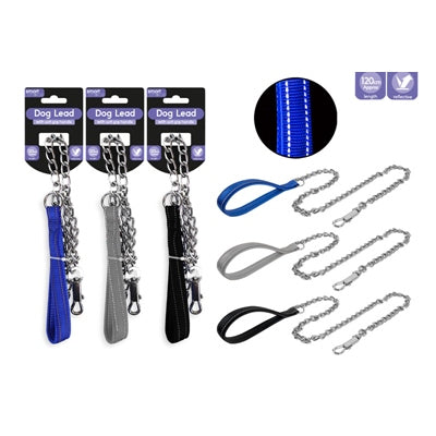 SMART CHOICE DOG LEAD REFLECTIVE CHAIN 3 ASSORTED COLOURS 0.3X120CM