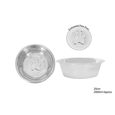 PET SMART S/STEEL EMBOSSED PET BOWL 25CM